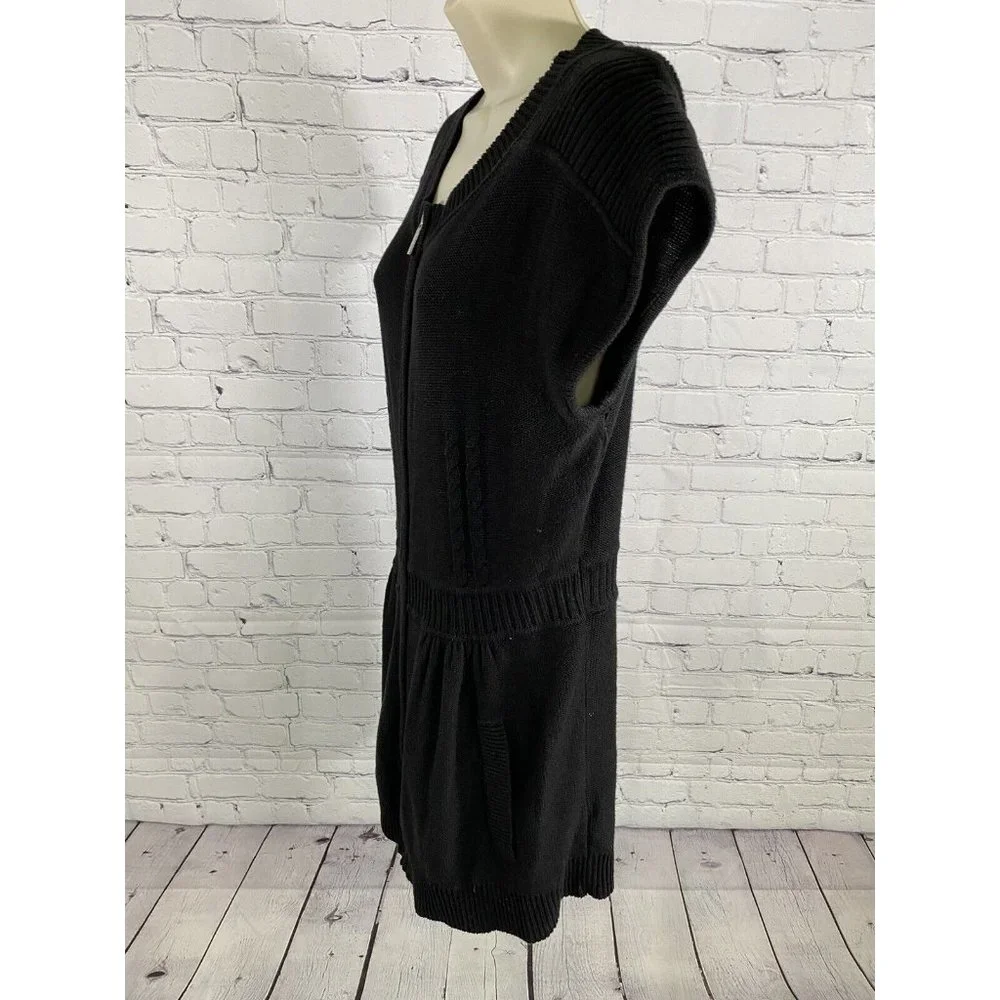 Michael Kors Front Zip Short Sleeve Knit Short Black Casual Dress L